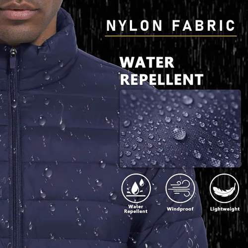 Miniatura 6 de MAGCOMSEN Chaqueta acolchada para hombre, abrigo de invierno ligero y cálido, repelente al agua, chaqueta aislante a prueba de viento