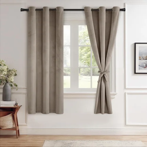 Miniatura 91 de JIUZHEN - Cortinas de terciopelo gris de 63 pulgadas opacas para sala de estar - Cortinas gruesas de terciopelo con ojales para ventana