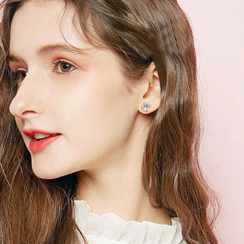 Miniatura 6 de Aretes de plata de ley S925 con diseño de panda, conejito y gato, aretes de aro colgantes, joyería de animales, regalos para mujer, Metal, Circonia