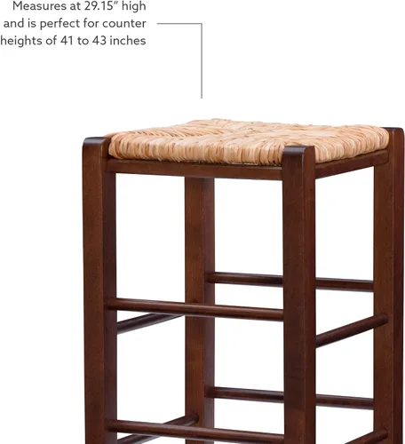 Miniatura 12 de Linon Asiento de hierba marina tejida natural, juego de 2 taburetes Augustus sin espalda, altura de barra