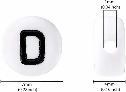 Miniatura 3 de 100 cuentas de letras acrílicas del alfabeto para hacer joyas, cuentas redondas blancas de la letra D para hacer pulseras, collares, llaveros, 0.157