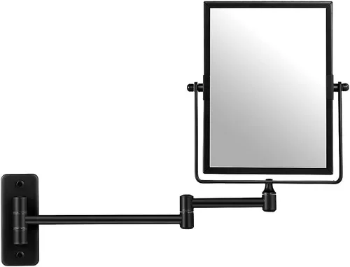 Miniatura 2 de QiMH Espejo de pared con aumento 3X, rectangular de 8 x 6 pulgadas con brazo extensible Espejo giratorio de doble cara para afeitado y tocador