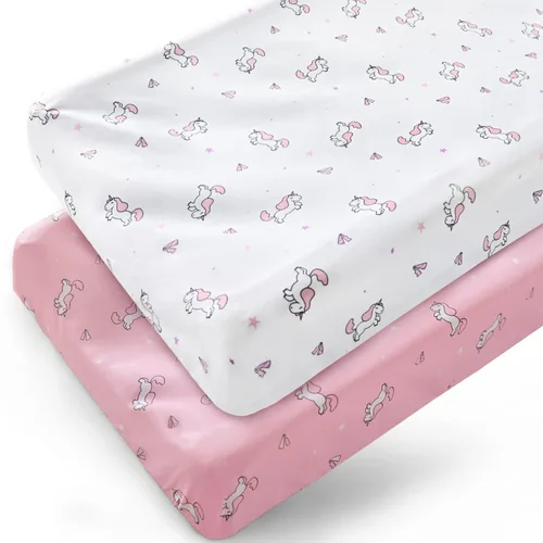 Miniatura 14 de Sábana de cuna, paquete de 2 sábanas de cuna, sábanas de cuna ultra suaves para bebés niños o niñas, ajuste universal para cuna rectangular