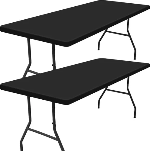 Miniatura 28 de Smiry - Mantel rectangular de vinilo con respaldo de franela elástica ajustada para mesas plegables de 2 pies, manteles impermeables y lavables