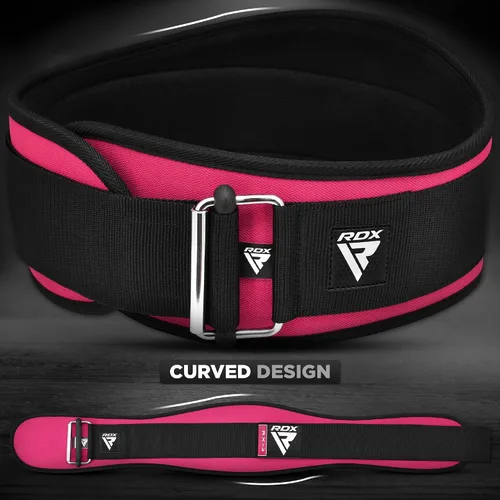 Miniatura 5 de RDX Cinturón de levantamiento de pesas para mujer de 6.5 pulgadas, soporte lumbar acolchado curvado para la espalda, entrenamiento de fuerza física