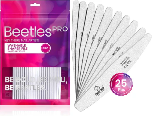 Miniatura 8 de Beetles Pro 3 piezas de lima de uñas y almohadilla de uñas - Limas y almohadillas de uñas profesionales de grano 100/180/240 de doble cara lavables