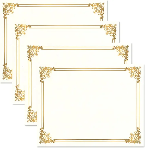 Empire Gold & White Parchment Certificate Papers - Paquete de 100, no compatible con impresoras láser y de inyección de tinta, para oficina, premios