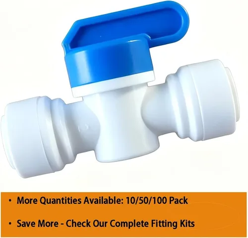 Miniatura 2 de Malida Válvula de bola de tubo de 3/8 x 3/8 pulgadas de cierre rápido para purificadores de agua RO Filtros de ósmosis inversa Juego de 2