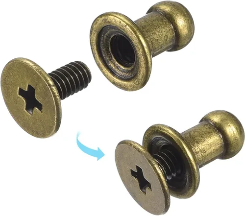 Miniatura 4 de uxcell Remaches de cabeza de bola de 0.157 pulgadas (0.157 in), tornillo trasero, paquete de 15 remaches de pezón de botón de cabeza redonda