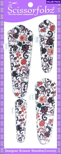 Miniatura 96 de Fundas protectoras para tijeras de diseñador, 4 unidades, tamaño surtido, diseño floral victoriano azul #4-304 Jardín floral victoriano azul