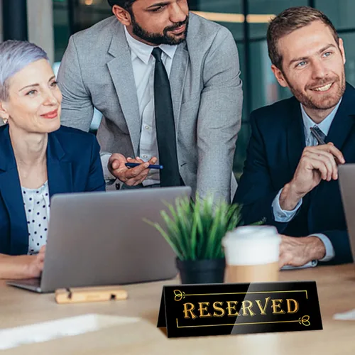 Miniatura 6 de DI QIU REN 10 letreros de mesa reservados, letrero acrílico para mesa de reserva de invitados, letreros de asiento reservado de doble cara, letrero