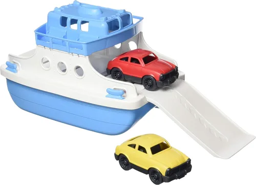 Green Toys Ferry Boat, azul/blanco 4C - Juego de simulación, habilidades motoras, juguete de baño flotante para niños. Sin BPA, ftalatos, PVC. Apto