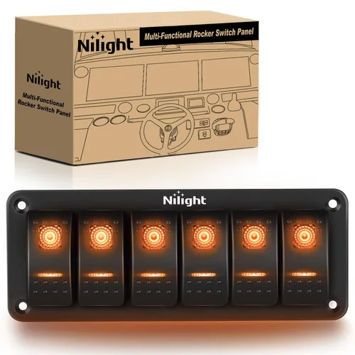 Miniatura 33 de Nilight Panel de interruptor basculante de 2 posiciones, 12V 24V DC, interruptores rojos, aluminio, 5 pines, ON OFF, precableado, impermeable