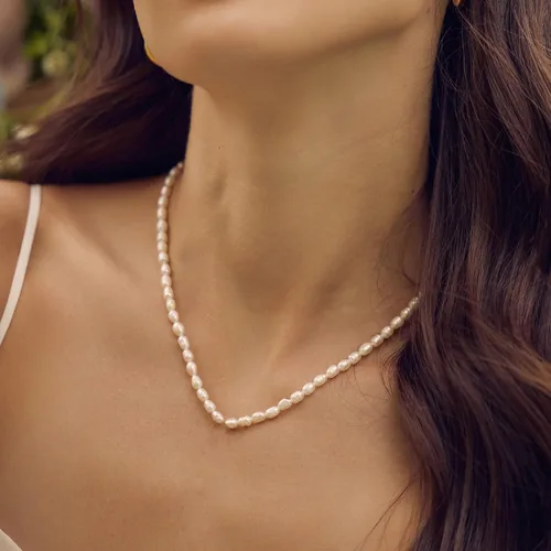 Miniatura 3 de Collar de perlas Bearfruit Memories Collares de perlas de agua dulce para mujer Oro amarillo, oro blanco Tamaño 14.5 a 16.5 pulgadas. Chapado