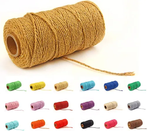 Miniatura 26 de Cordón de macramé de algodón 2 mm x 109 yardas, cuerda de algodón colorida para manualidades DIY, ganchos de plantas (Beige)
