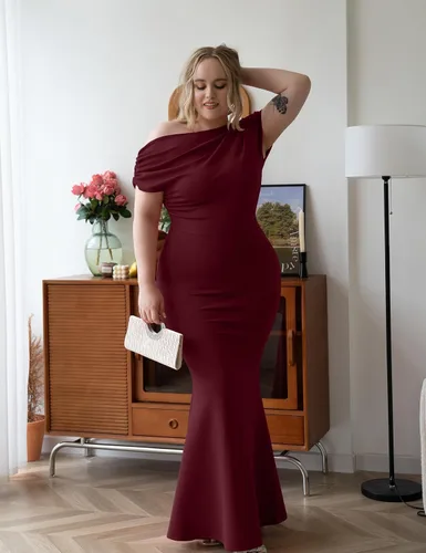 Miniatura 4 de YMDUCH Vestido de noche para mujer, elegante, sin mangas, con hombros descubiertos, ajustado, largo, formal, para fiesta