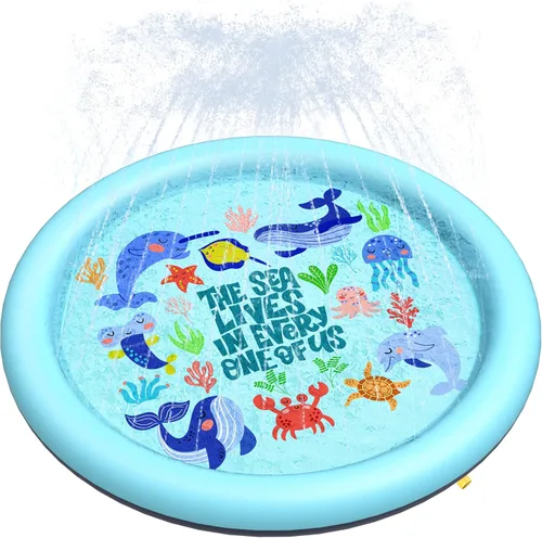 Peteast Alfombrilla Antideslizante con Tema Oceánico para Niños y Perros - Alfombrilla de Aspersión de 67 Pulgadas 0.58 mm de Grosor para Perros,