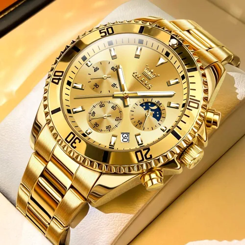 Miniatura 2 de OLEVS Relojes impermeables para hombre, de acero inoxidable, con cronógrafo, de lujo, color blanco, luminoso, de gran cara, analógico, de cuarzo