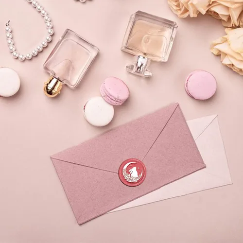 Miniatura 5 de CRASPIRE Sello de cera de conejo, sello de conejo, luna, rosa, sello de cobre, 1.181 in, cabeza de latón extraíble retro con mango de madera