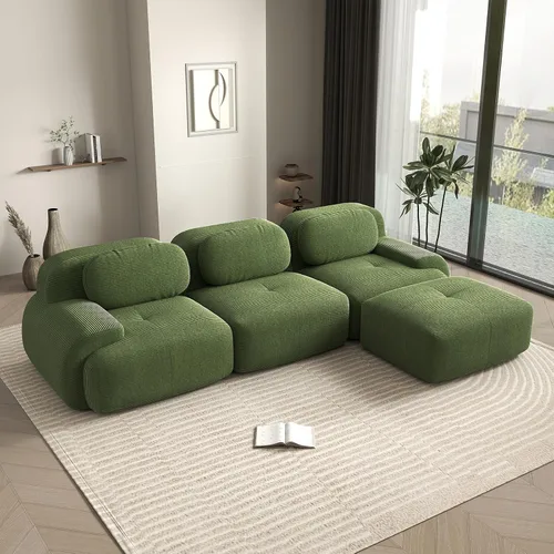 Miniatura 63 de Sofá biplaza moderno de 80 pulgadas para sala de estar, sofá de pana en forma de nube con asiento profundo, sofá modular negro, sofás de dos plazas