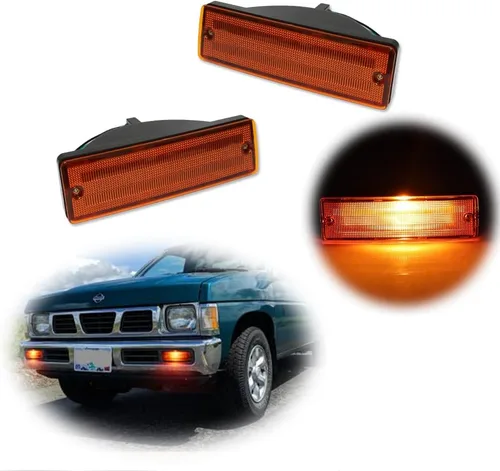 Miniatura 11 de Para 1988-1997 Nissan Hardbody Pickup, 1988-1995 Nissan Pathfinder parachoques delantero señal de giro DRL luz diurna lente ahumada lámpara LED