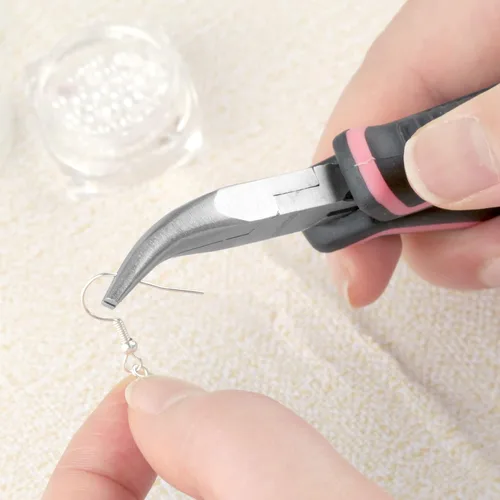 Miniatura 3 de Alicates Mini de Punta Doblada con Mandíbulas Lisas, Herramienta Rosa de 5 Pulgadas para Hacer Joyas de Mujeres