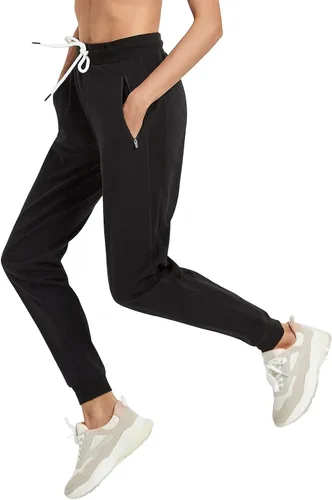 Miniatura 2 de PULI Pantalones deportivos de algodón para mujer con bolsillo con cremallera