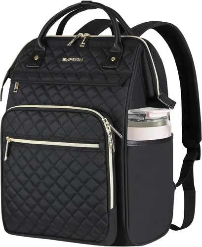 Miniatura 15 de EMPSIGN Mochila para laptop de 15.6 pulgadas para mujer, bolsa de trabajo de negocios, repelente al agua, mochila informal con puerto USB
