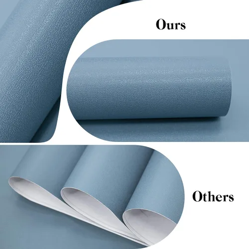 Miniatura 4 de Nukofal Papel tapiz azul para despegar y pegar, 17.7 x 118.1 pulgadas, papel de contacto azul, impermeable, color sólido, moderno, autoadhesivo