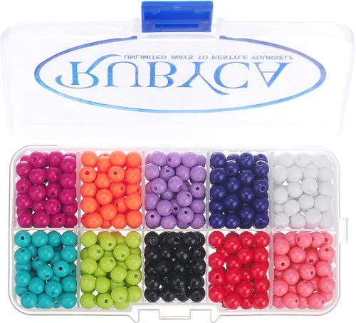 Miniatura 13 de RUBYCA Kit de cuentas redondas de vidrio checo para fabricación de joyas con caja de contenedores (600 piezas de 0.236 in de colores surtidos)