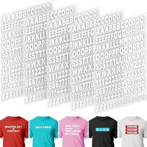 Miniatura 8 de 10 hojas 1660 piezas letras y números termoadhesivos para ropa, letras de vinilo termoadhesivas blancas de 1 pulgada con letras de transferencia