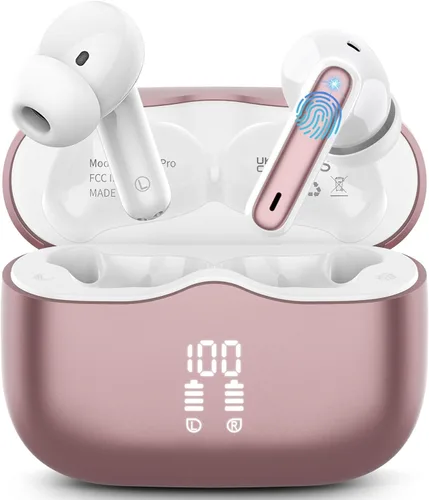 Miniatura 10 de Auriculares inalámbricos, Bluetooth 5.4 con 4 micrófonos ENC con cancelación de ruido, nuevos auriculares inalámbricos HiFi Stereo Deep Bass 40H