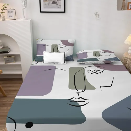 Miniatura 3 de Sábanas abstractas tamaño individual – Sábanas de cama geométricas modernas, microfibra suave y bolsillo profundo, sábanas y fundas de almohada
