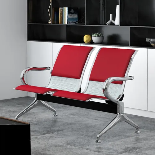 Miniatura 39 de Kinfant Silla de sala de espera de 2 asientos, sillas de recepción de invitados de oficina con respaldo ergonómico, banco de espera de aeropuerto
