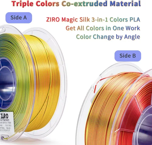 Miniatura 3 de ZIRO Filamento PLA, Filamento de Impresora 3D de Seda de Coextrusión de Triple Color 1.75mm, para Bolígrafo de Impresora 3D, Carrete PLA Multicolor