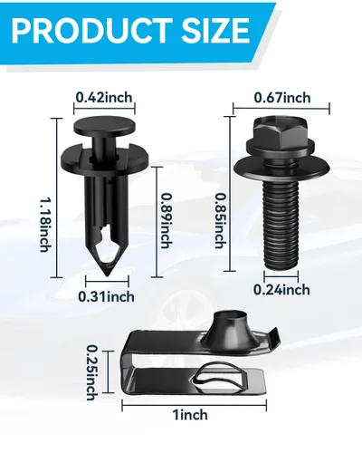 Miniatura 2 de 35 piezas de protección contra salpicaduras para el motor, tornillos de guardabarros del parachoque delantero, retenedores de empuje, clips