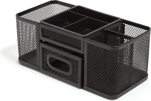 Miniatura 2 de TRU RED Organizador de escritorio de malla de alambre, soporte para accesorios de 7 compartimentos, almacenamiento de escritorio para uso en oficina