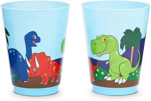 Miniatura 3 de BLUE PANDA Paquete de 16 tazas de dinosaurio de plástico para niños, recuerdos de fiesta de dinosaurios de dibujos animados para suministros