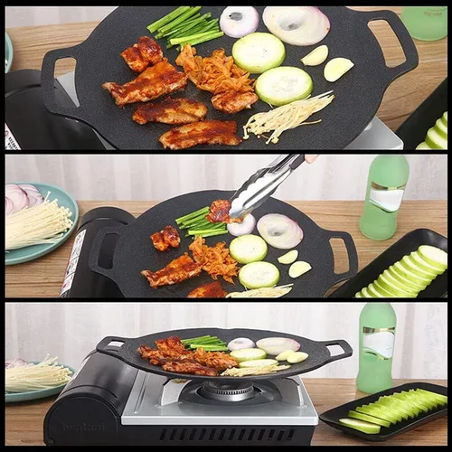 Miniatura 3 de Sartén antiadherente multifuncional de piedra médica, sartén coreana para barbacoa, compatible con inducción, estufa de gas, estufa eléctrica