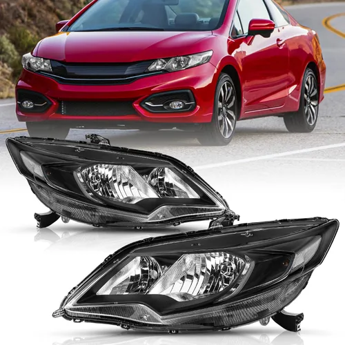 Miniatura 14 de TUSDAR Reemplazo del conjunto de faros delanteros para Honda Civic 2014-2015 de 2 puertas Coupé, carcasa negra, reflector ámbar (L+R)