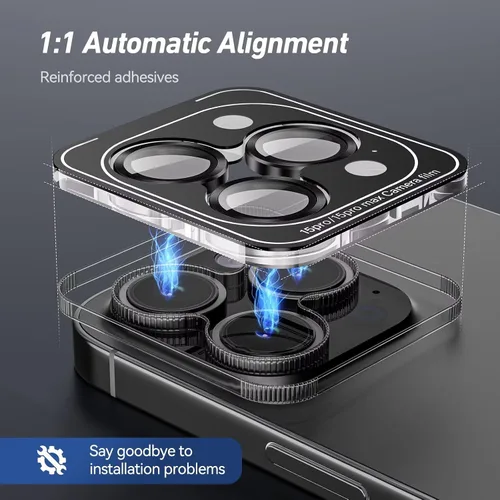 Miniatura 2 de Jeluse Paquete de 2 protectores de lente de cámara para iPhone 16 Pro Max/iPhone 16 Pro/iPhone 15 Pro Max/iPhone 15 Pro/iPhone 14 Pro Max/iPhone 14