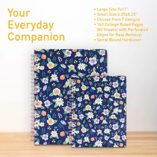 Miniatura 4 de Sweetzer & Orange S&O - Lindos cuadernos en espiral con rayas universitarias con bolsillos, cuaderno de tapa dura para mujer, bonitos cuadernos