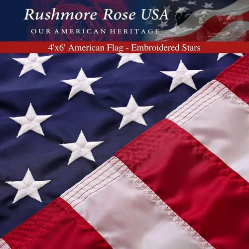 Miniatura 11 de Bandera estadounidense: 100% fabricada en Estados Unidos. Diseño de rayas cosidas y estrellas bordadas, Azul y rojo