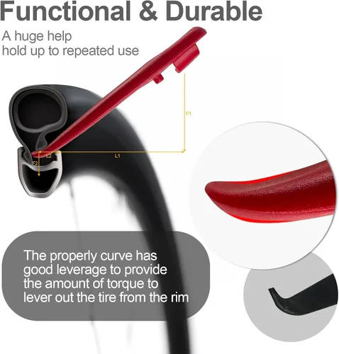 Miniatura 5 de Prutomr Palancas de neumáticos de bicicleta ultra fuertes, 2 juegos de reparación de neumáticos de bicicleta, juego de cucharas de plástico