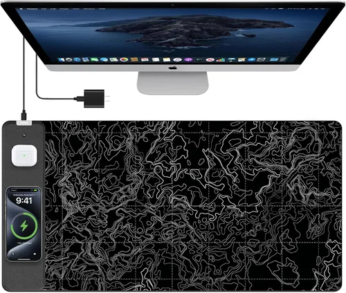 Miniatura 9 de TopMade Alfombrilla de Mouse de Carga Inalámbrica, Alfombrilla de Mouse para Juegos RGB, Alfombrilla de Escritorio para Oficina en Casa, 31.5" x RGB
