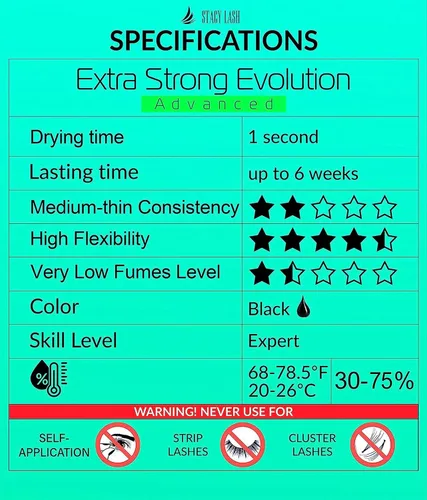 Miniatura 4 de Stacy Lash Pegamento Extra Fuerte Evolution Advanced para Extensiones de Pestañas (0,17 fl oz / 5 ml) / Seco en 1 Segundo / Retención de 6 Semanas