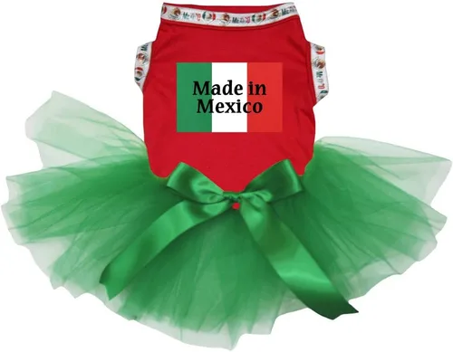 Petitebella Vestido para perro cachorro con la bandera de Made in Mexico (M, rojo)