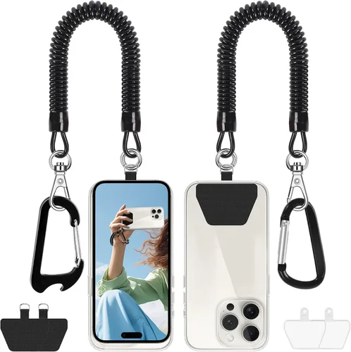 Miniatura 15 de Doormoon - Cordón para teléfono con parche, correas elásticas universales y anclaje para funda de teléfono para anti-caída al aire libre para esquí