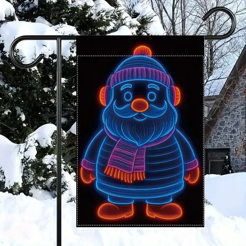 Miniatura 14 de Bandera de jardín de Navidad ActFirst de 12 x 18 pulgadas, bandera de muñeco de nieve de familia de Navidad Feliz con árbol, pequeña decoración
