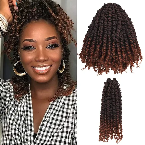 Miniatura 12 de Paquete de 8 paquetes de cabello de ganchillo Passion Twist de 6 pulgadas, rizos bohemios pretrenzados previamente trenzados, negro natural 1B